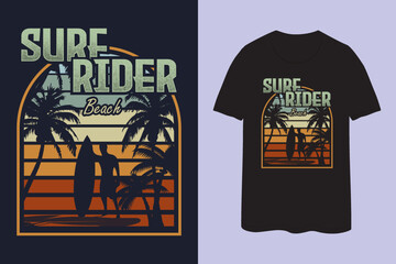 Surf rider beach vintage t-shirt design 2023
