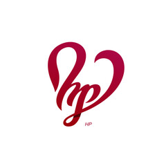 Letter H P and Heart with a Ribbon