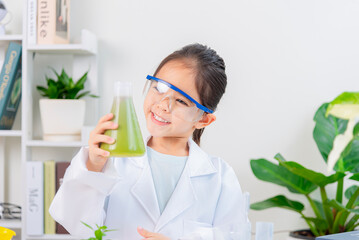 Asia little girl science