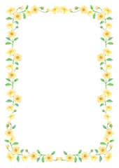 Obraz premium 水彩風の優しい黄色い花の縦型フレーム