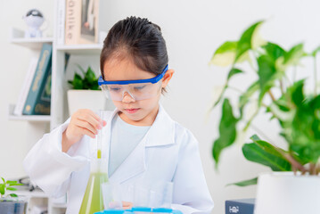 Asia little girl science