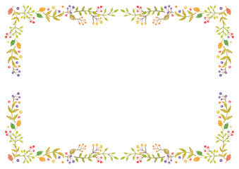 白背景の水彩風植物フレーム