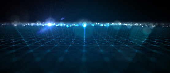 Futuristic abstract background concept. The network that transmits communication, complexity and data flow in the modern digital age.