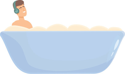 Warm bath listen music icon cartoon vector. Water shower. Take hot
