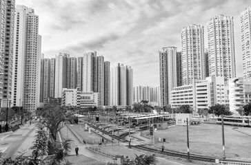 Scenery of residential district in Hong Kong city