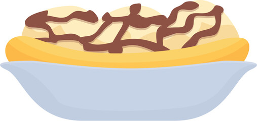 Dessert banana split icon cartoon vector. Food cream. Vanilla fruit