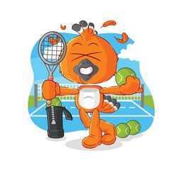 hudhud bird plays tennis illustration. character vector