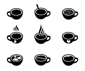 Coffee and tea cup icon set