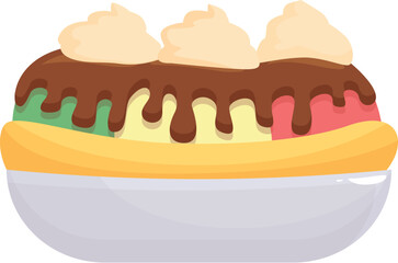 Italian banana split icon cartoon vector. Sundae food. Sweet snack
