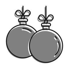 Linear filled with gray color icon. New Year Glass Ball, Decoration For Christmas Tree. Simple black and white vector Isolated On white background