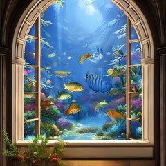 A clerestory window with a fish design 1_SwinIRGenerative AI