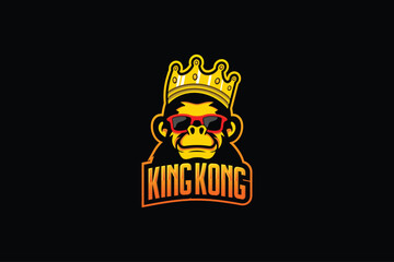 logo template kingkong, kingkong vector illustration on isolated black background.