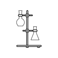 Chemistry science laboratory outline vector icon. Pharmacy and chemistry, education and science elements and equipment	