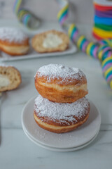 sweet home made Krapfen or Berliner doughnuts