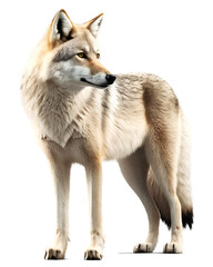 Wolf looking back, isolated on transparent background. Generative Ai