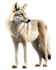 Fototapeta premium Wolf looking back, isolated on transparent background. Generative Ai