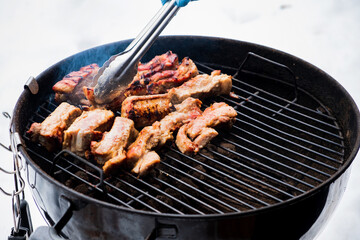 Grilled chicken necks  on grill