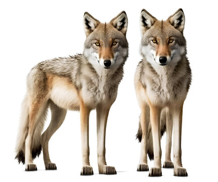 Wolf couple, isolated on transparent background. Generative Ai