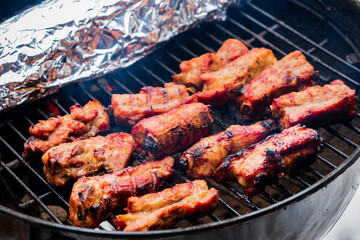 Grilled chicken necks  on grill