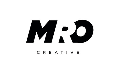 MRO letters negative space logo design. creative typography monogram vector - obrazy, fototapety, plakaty