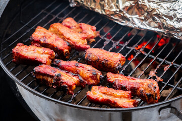 Grilled chicken necks  on grill