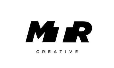MTR letters negative space logo design. creative typography monogram vector