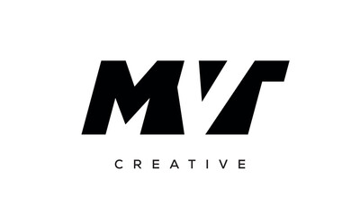 MVT letters negative space logo design. creative typography monogram vector