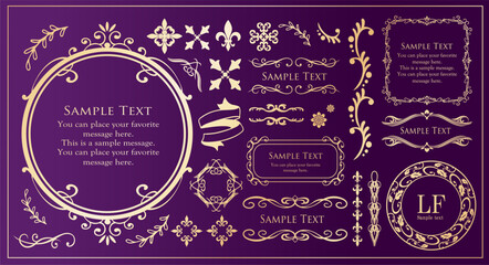 オシャレなフレーム。デザインテンプレート。ゴージャスな額のセット。