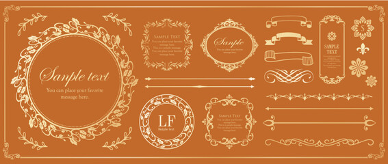 オシャレなフレーム。デザインテンプレート。ゴージャスな額のセット。