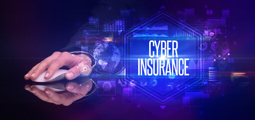 hand holding wireless peripheral, cyber security concept