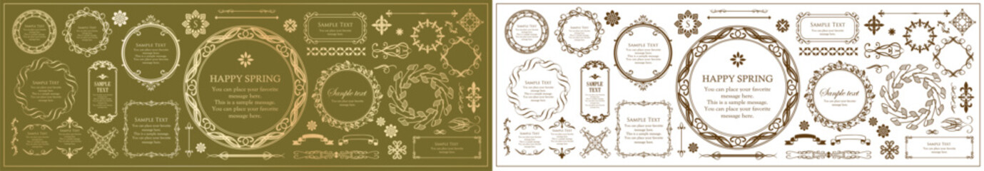 オシャレなフレーム。デザインテンプレート。ゴージャスな額のセット。