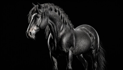 Horse isolated black created with Generative Ai technology