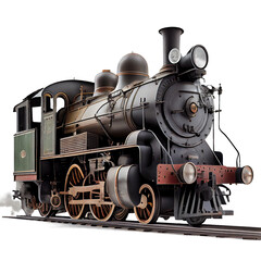 Fototapeta na wymiar generative AI. vintage train, steam locomotive on transparent background