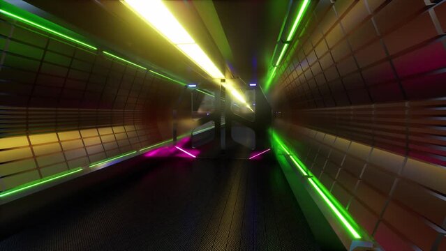 Futuristic spaceship corridor sci fi open door 4k