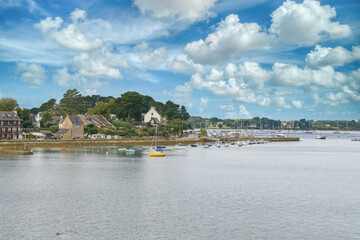 Fototapeta na wymiar Brittany, Ile aux Moines island in the Morbihan gulf, the typical harbor in summer 
