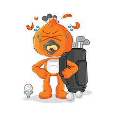hudhud bird with golf equipment. cartoon mascot vector