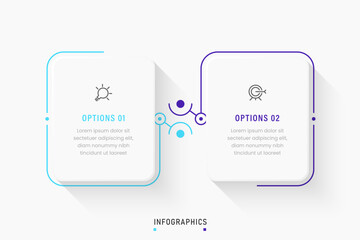 Fototapeta na wymiar Vector Infographic label design template with icons and 2 options or steps. Can be used for process diagram, presentations, workflow layout, banner, flow chart, info graph.