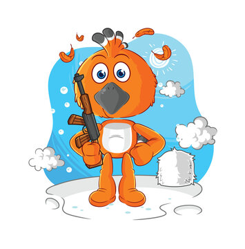 hudhud bird soldier in winter. character mascot vector