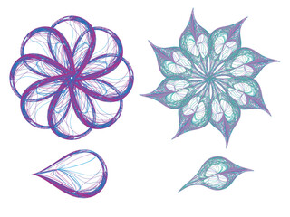 花、植物の線画ベクターイラスト