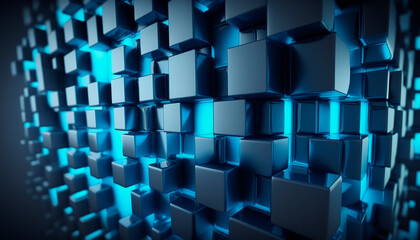 Blue abstract square background created with Generative Ai technology