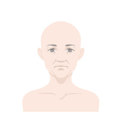 40代～60代くらいでスキンヘッド・シェイブヘッドの女性の正面イラスト