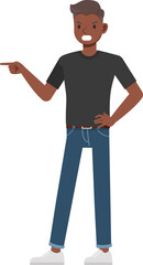 Office man wear black shirt character design. Presentation in various action with emotions, running, standing and walking.