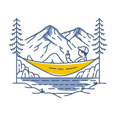 Enjoying Holidays in the Forest with Mountains Background