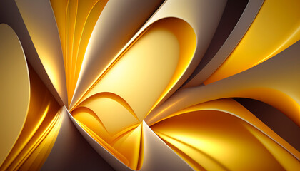 Gold abstract waves background created with Generative Ai technology