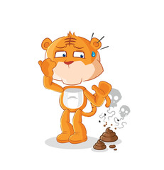 tiger with stinky waste illustration. character vector