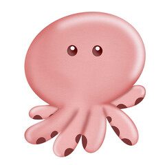 octopus cartoon watercolor illustration 