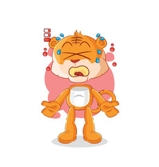 tiger low battery mascot. cartoon vector