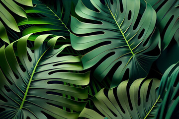 Obraz na płótnie Canvas Tropical green palm leaves, floral pattern background