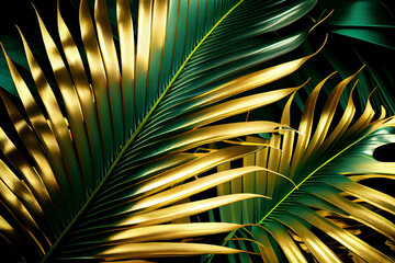 Fototapeta na wymiar Tropical green palm leaves, floral pattern background