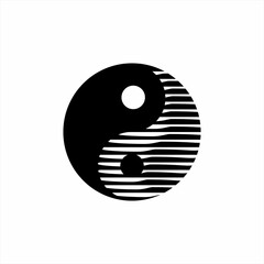 Yin and Yang icon logo design in retro style.